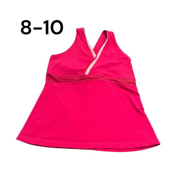 LULULEMON Deep V Athletic Tank **Size 8-10 Crossbody Mesh Back w Pocket W1D115 - Picture 1 of 13